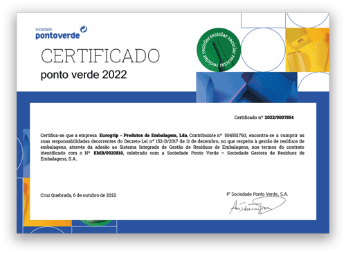Certificado Ponto Verde 2022