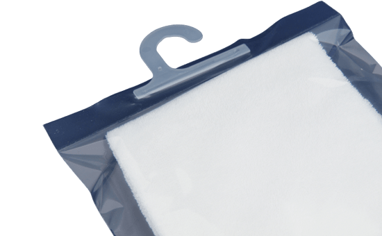 Detalhe Embalagem Polipropileno com Cruzeta e papel no interior